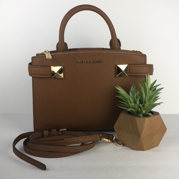 Michael Kors Chic Classy Studded Satchel Crossbody Bag Minimalist - Picture 1 of 16